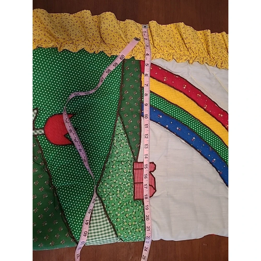 Small Calico Quilt Rainbow Flowers Sunshine Butterfly Tree Yellow Green 45
